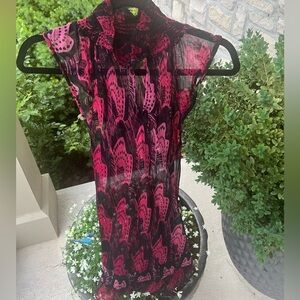 DEPI Black and Pink Semi-Sheer Sleeveless Top Size 6 Like New